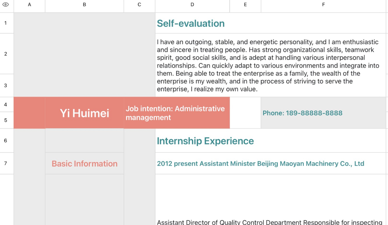 Administrative Management Job Resume